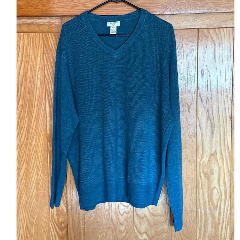 Men's Grandpacore / Indie Sleek Dockers Teal Knit Sweater XL